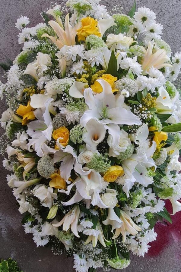Coroa de Flores Nobres Branca e Amarela