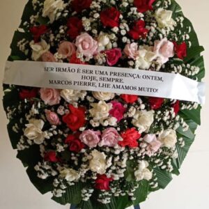 Coroa de Rosas Coloridas e Áster Branca