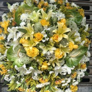 Coroa de Flores Nobres Branca e Amarelo
